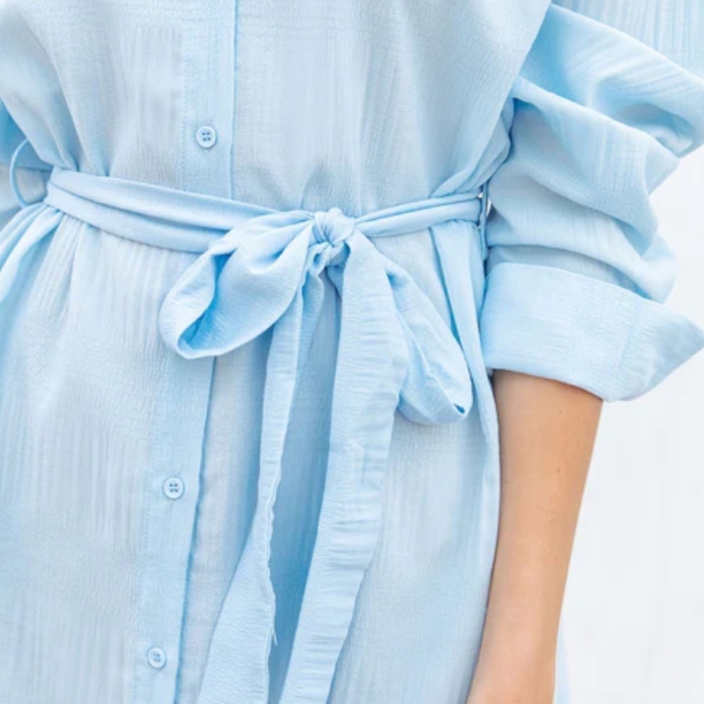 NWT Baby Blue Long Sleeve Shirt Dress size M - Picture 3 of 5